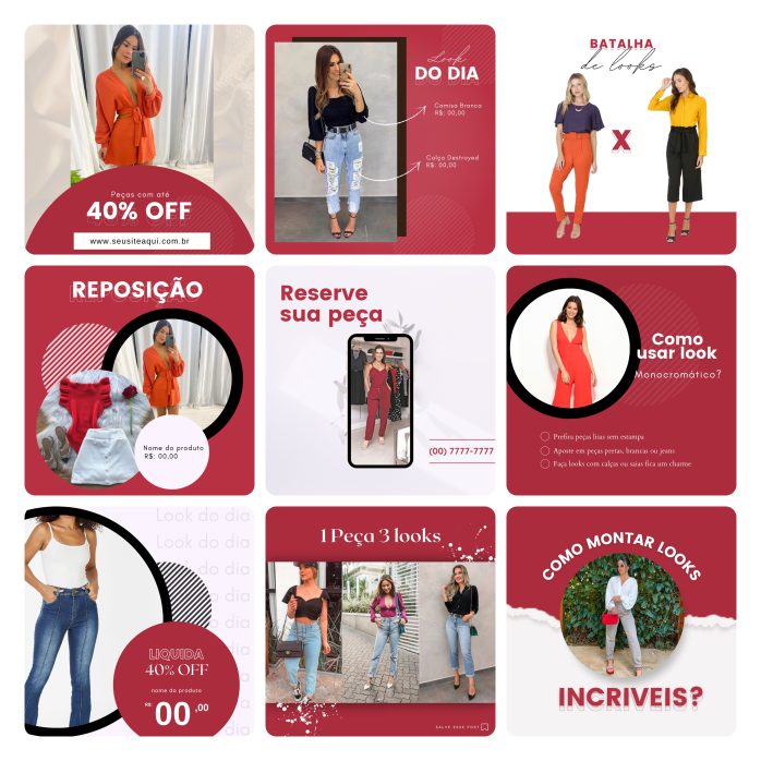 Templates Canva Loja de Roupas Femina 40 Artes Editáveis + Bônus