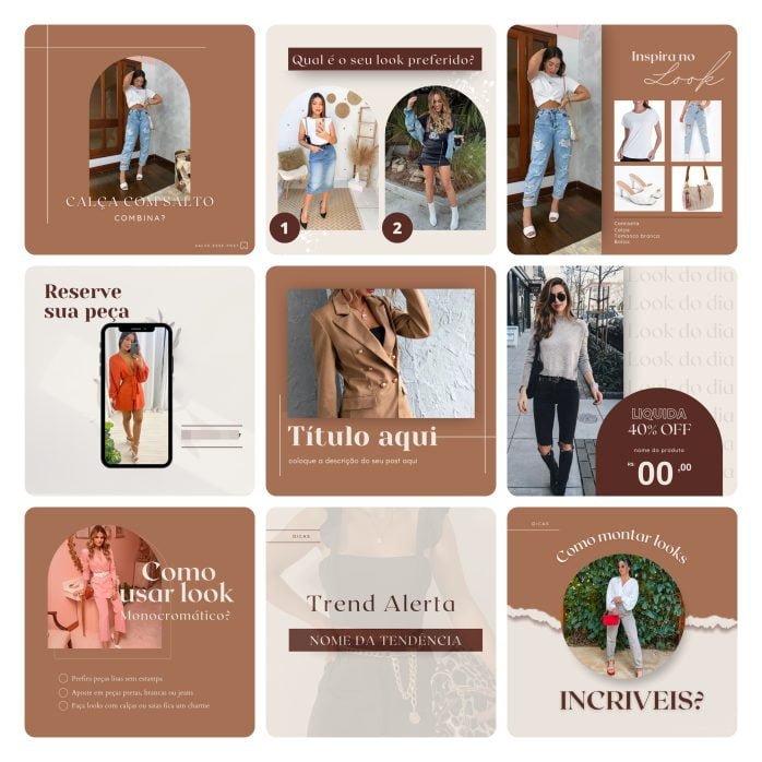 Templates Canva Loja de Roupas MInimalista 40 Artes Editáveis + Bônus