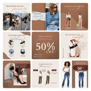 Templates Canva Loja de Roupas MInimalista 40 Artes Editáveis + Bônus