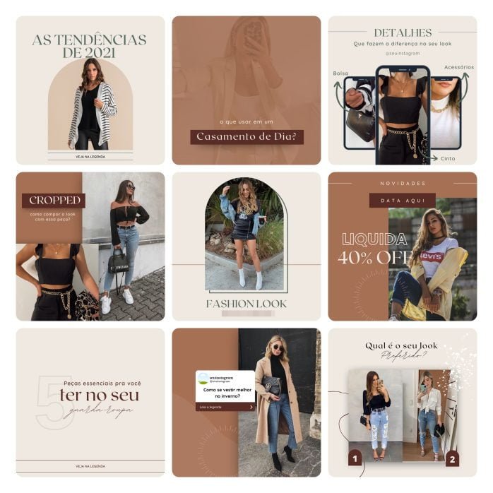 Templates Canva Loja de Roupas MInimalista 40 Artes Editáveis + Bônus