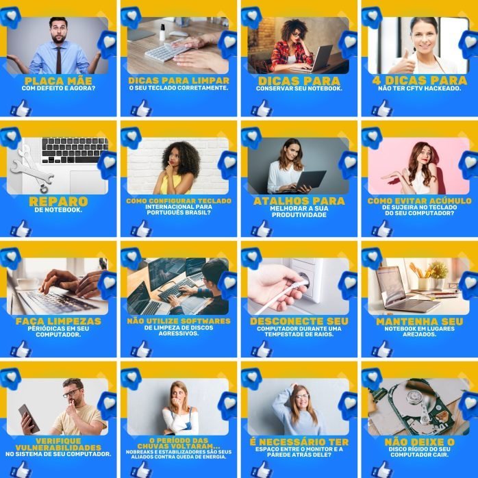 Templates Canva Manutenção de Computadores 200 Artes Editáveis + Legendas