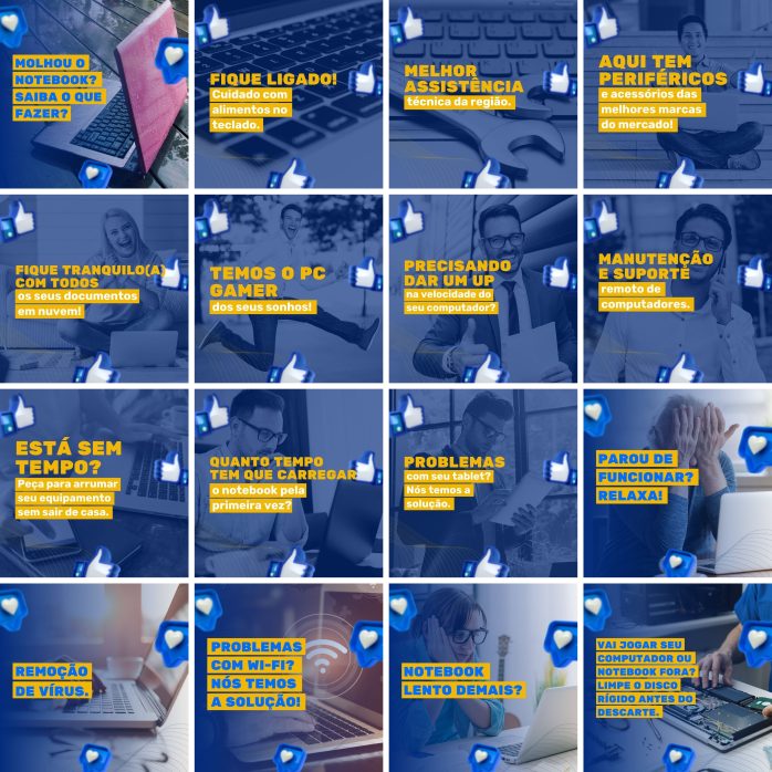 Templates Canva Manutenção de Computadores 200 Artes Editáveis + Legendas