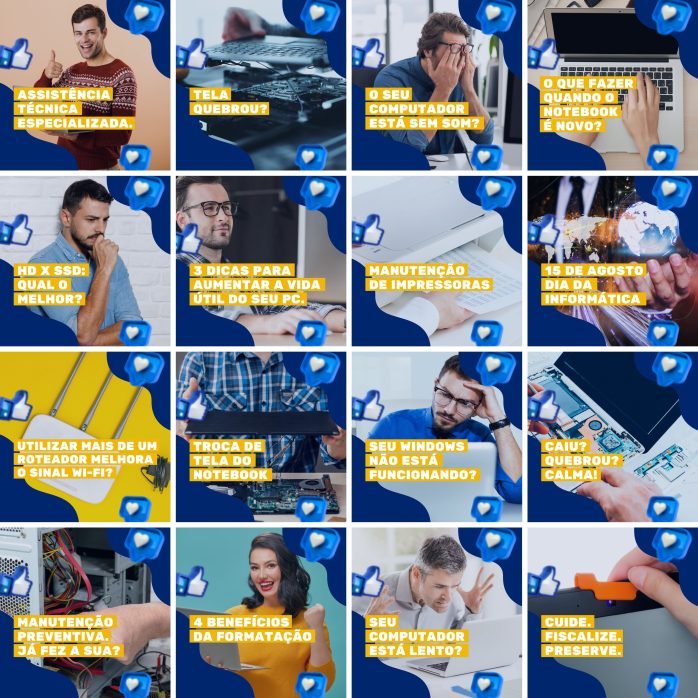 Templates Canva Manutenção de Computadores 200 Artes Editáveis + Legendas