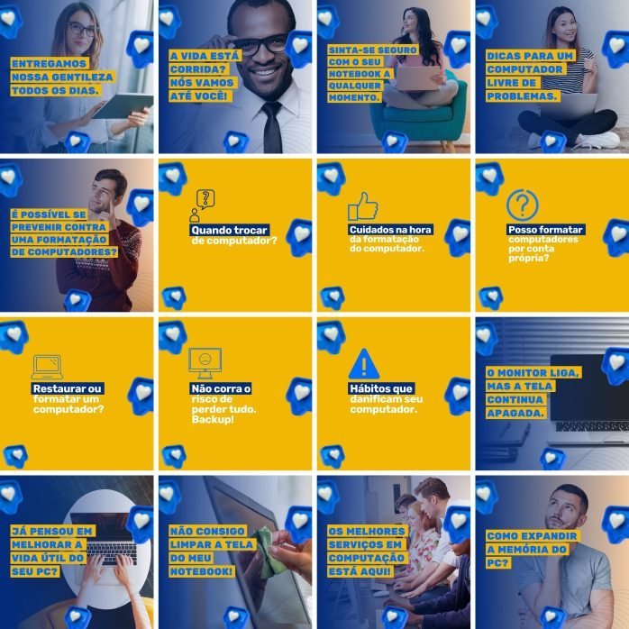 Templates Canva Manutenção de Computadores 200 Artes Editáveis + Legendas