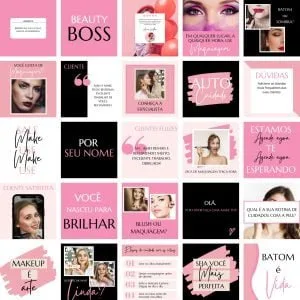 Templates Canva Maquiagem Makeup 2.0 25 Artes Editáveis + Bônus