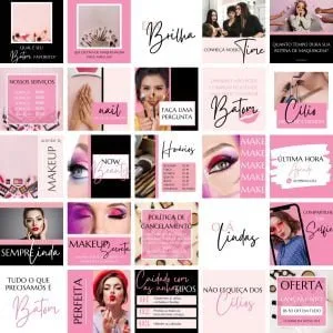 Templates Canva Maquiagem Makeup 25 Artes Editáveis + Bônus