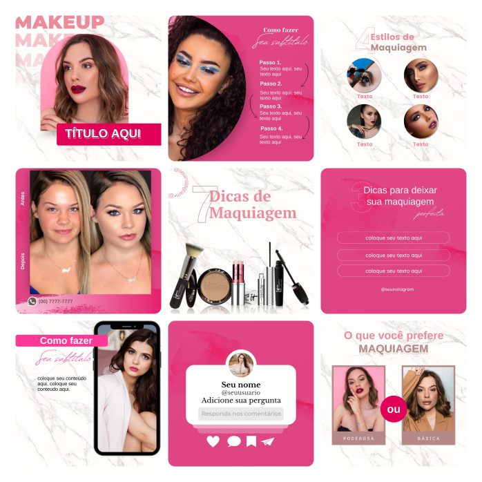 Templates Canva Maquiagem Maquiadora 30 Artes Editáveis + Bônus