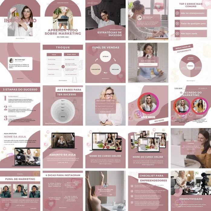 Templates Canva Marketing Digital 25 Artes Editáveis + Bônus