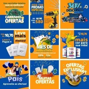 Templates Canva Materiais de Construção 10 Artes Editáveis + Bônus