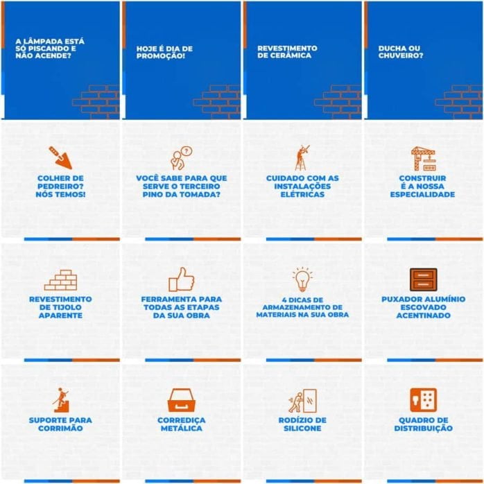 Templates Canva Materiais de Construção 200 Artes Editáveis + Legendas