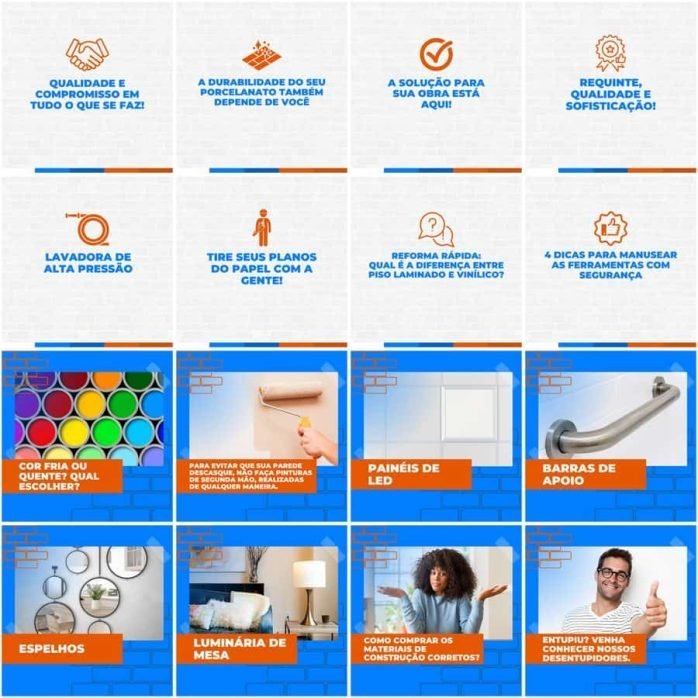 Templates Canva Materiais de Construção 200 Artes Editáveis + Legendas