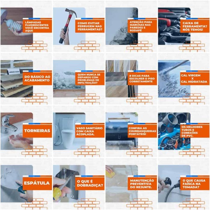 Templates Canva Materiais de Construção 200 Artes Editáveis + Legendas