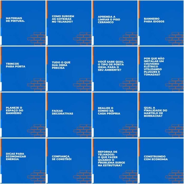 Templates Canva Materiais de Construção 200 Artes Editáveis + Legendas