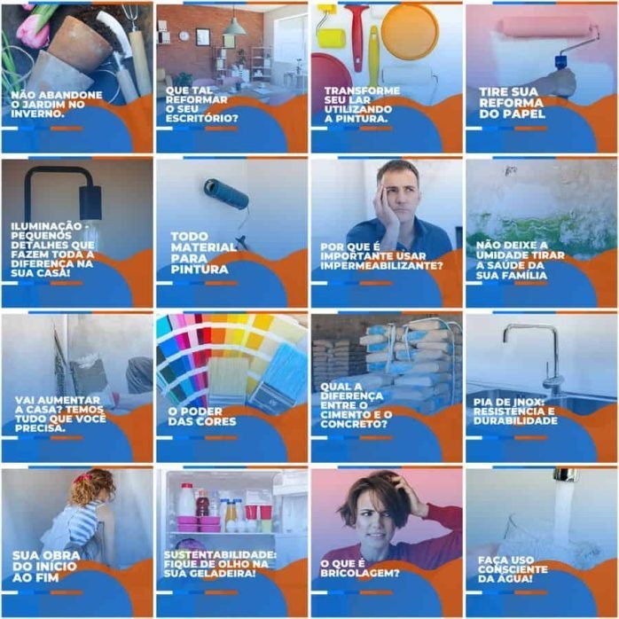 Templates Canva Materiais de Construção 200 Artes Editáveis + Legendas