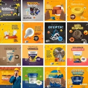Templates Canva Material de Construção 20 Artes Editáveis + Bônus 13 Templates Canva Material de Construção 20 Artes Editáveis + Bônus