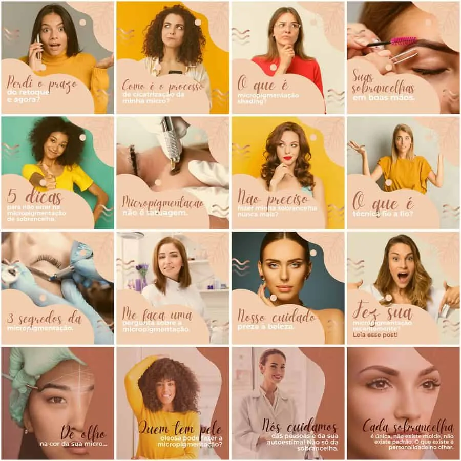 Templates Canva Micropigmentação 200 Artes Editáveis + Legendas
