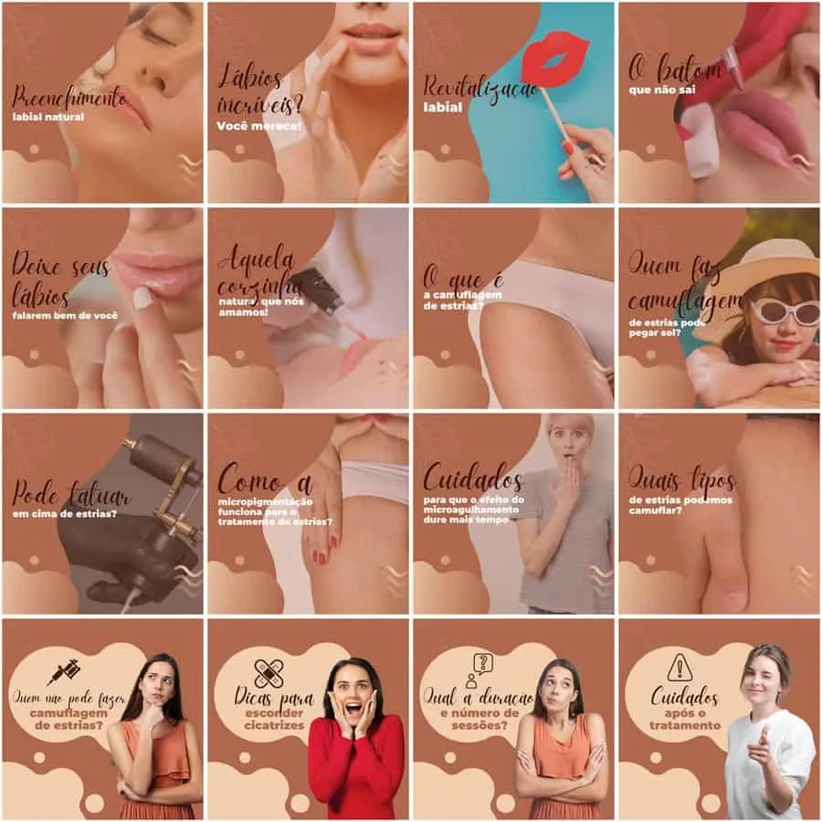 Templates Canva Micropigmentação 200 Artes Editáveis + Legendas