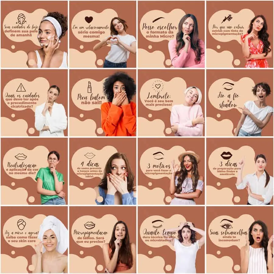 Templates Canva Micropigmentação 200 Artes Editáveis + Legendas