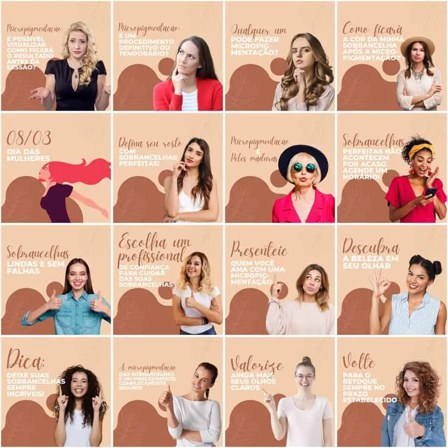 Templates Canva Micropigmentação 200 Artes Editáveis + Legendas