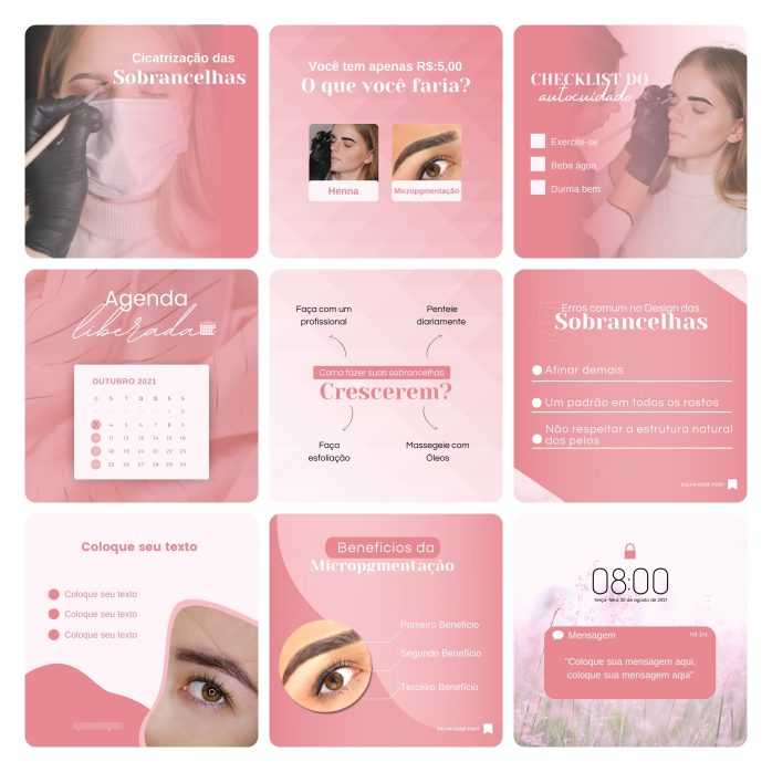 Templates Canva Micropigmentação 50 Artes Editáveis + Bônus