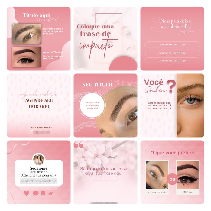 Templates Canva Micropigmentação 50 Artes Editáveis + Bônus