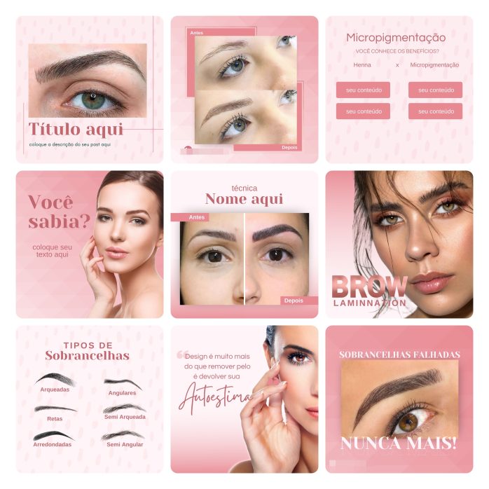 Templates Canva Micropigmentação 50 Artes Editáveis + Bônus
