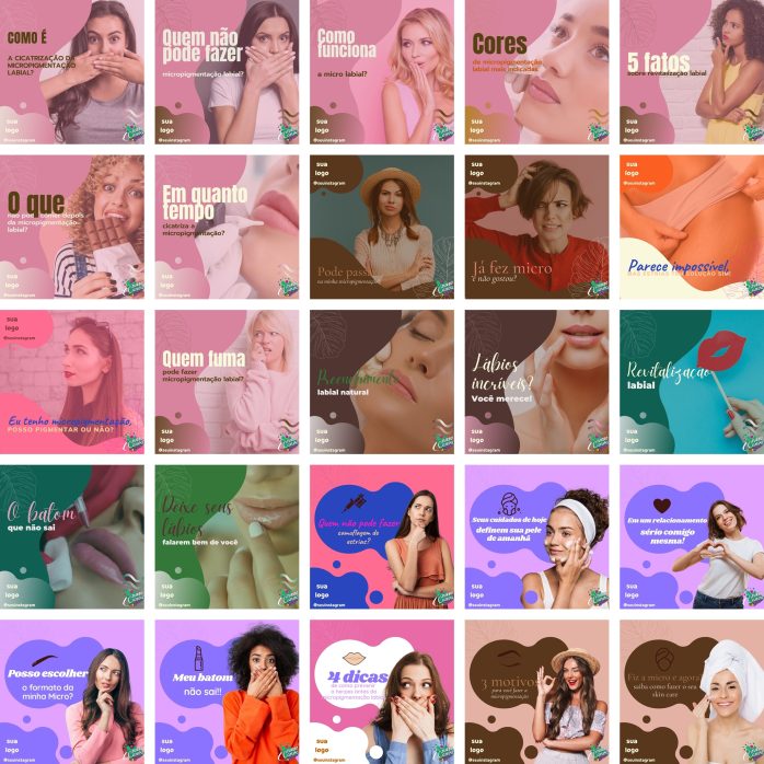 Templates Canva Micropigmentação Beleza 200 Artes Editáveis + Bônus