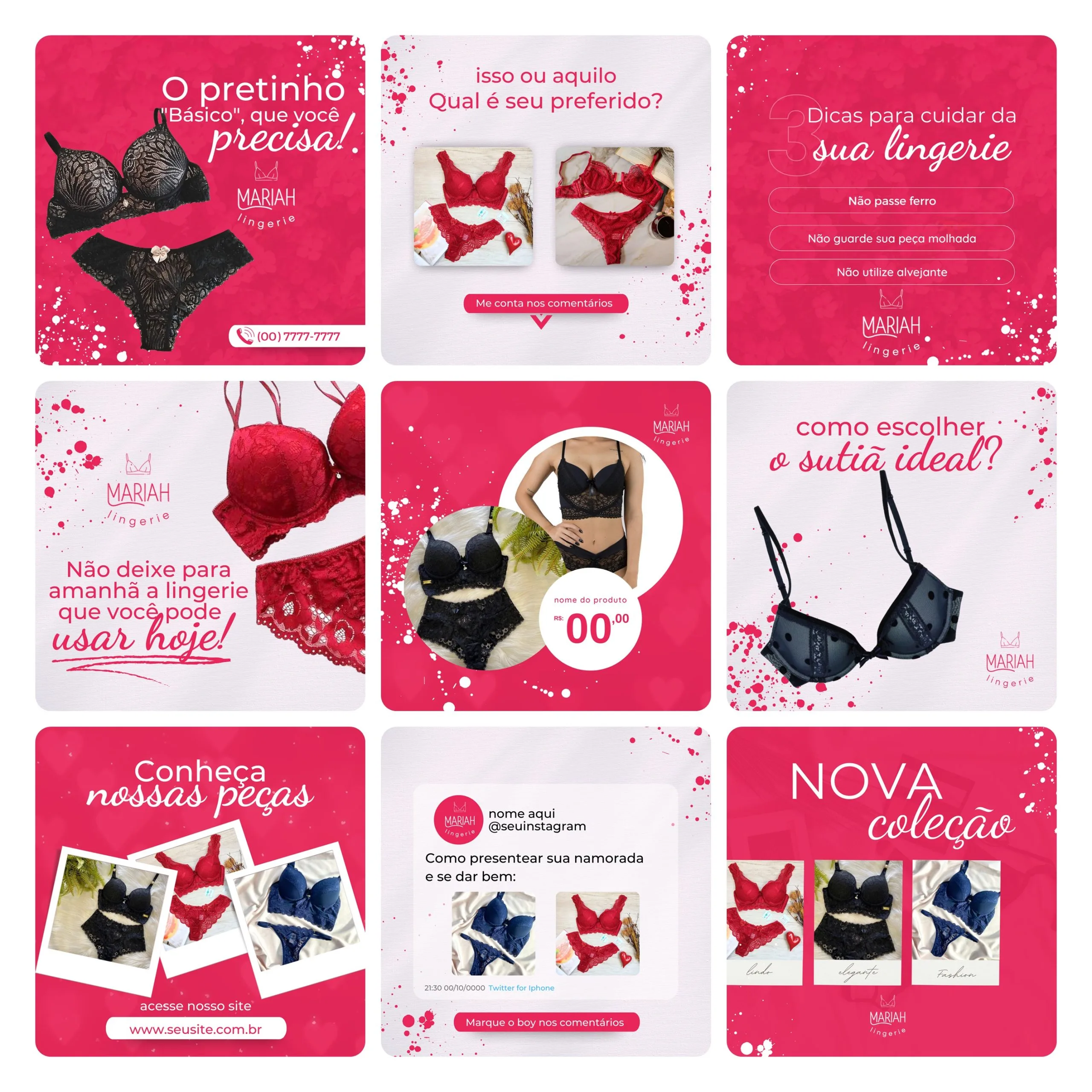 Templates Canva Moda Íntima Lingerie 30 Artes Editáveis + Bônus 2 Templates Canva Moda Íntima Lingerie 30 Artes Editáveis + Bônus