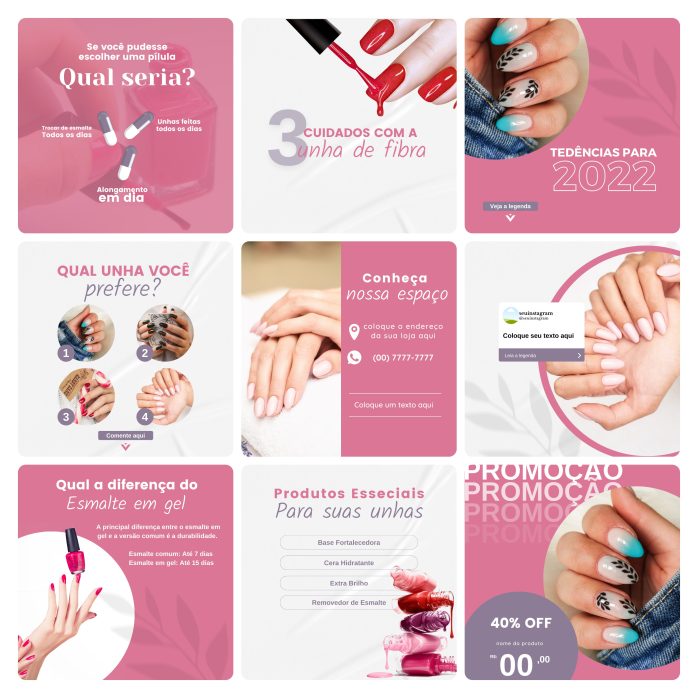 Templates Canva Nail Design 30 Artes Editáveis + Bônus