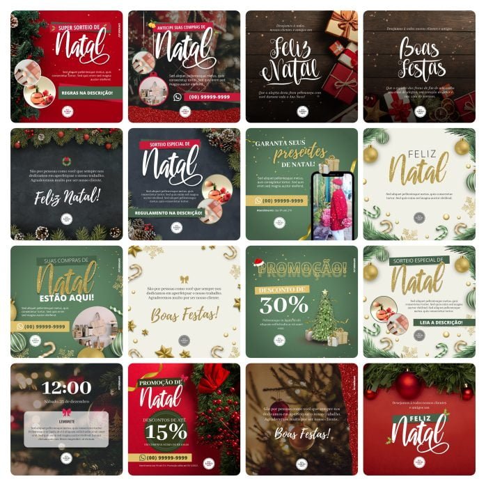 Templates Canva Natal 108 Artes Editáveis + Bônus