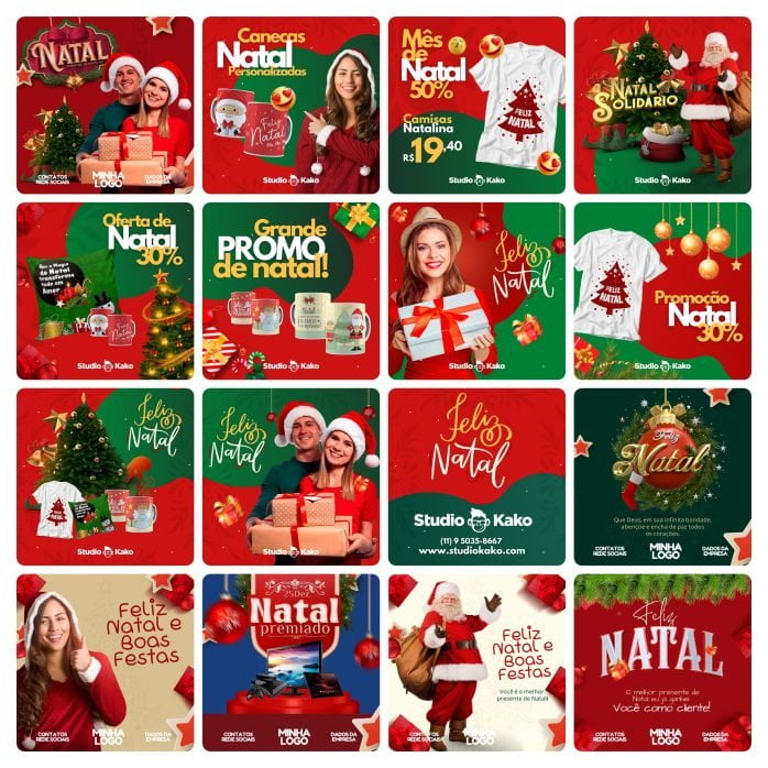 Templates Canva Natal 108 Artes Editáveis + Bônus
