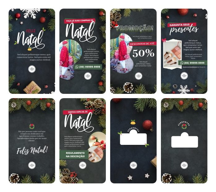 Templates Canva Natal 150 Artes Editáveis Mídias Sociais + Bônus