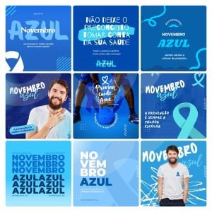 Templates Canva Novembro Azul 30 Artes Editáveis + Bônus