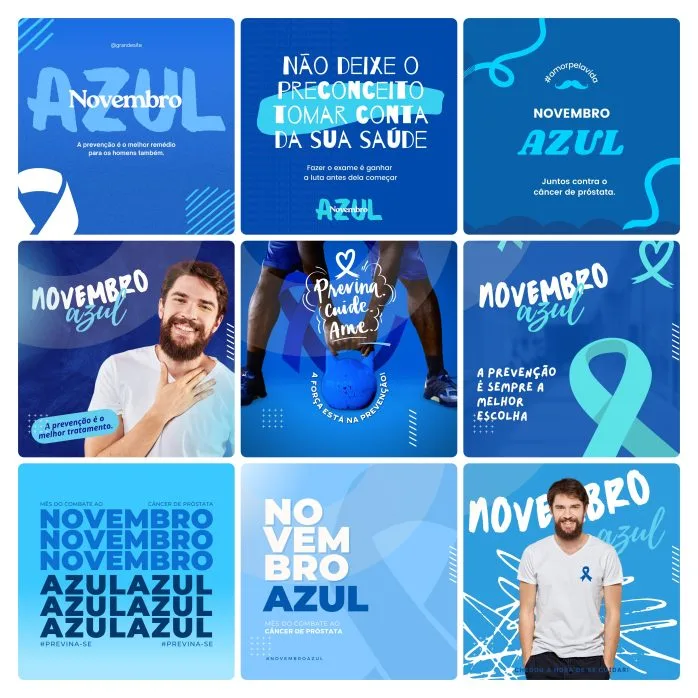 Templates Canva Novembro Azul 30 Artes Editáveis + Bônus