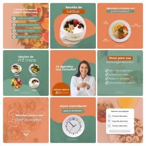Templates Canva Nutricionista 100 Artes Editáveis + Bônus 8 Templates Canva Nutricionista 100 Artes Editáveis + Bônus