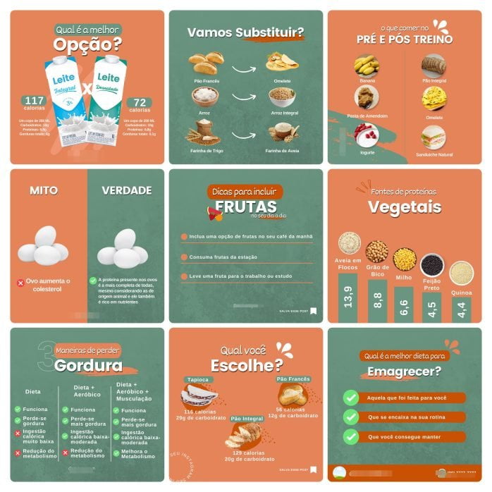 Templates Canva Nutricionista 100 Artes Editáveis + Bônus