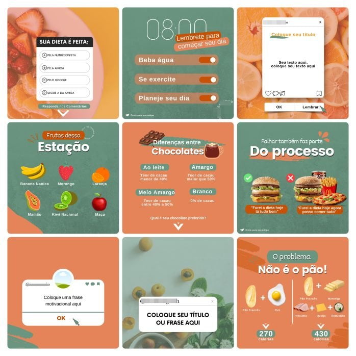 Templates Canva Nutricionista 100 Artes Editáveis + Bônus