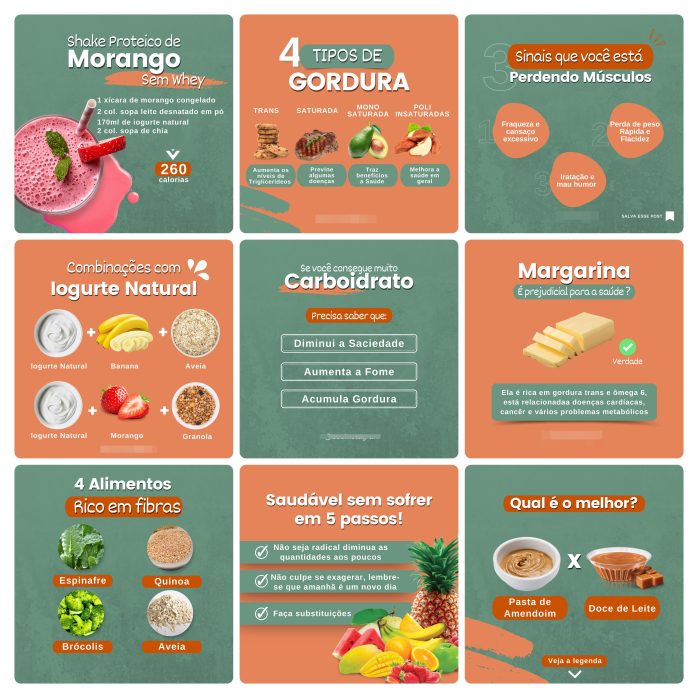 Templates Canva Nutricionista 100 Artes Editáveis + Bônus