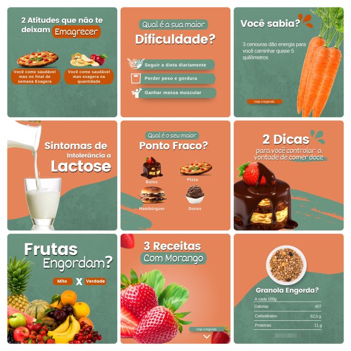 Templates Canva Nutricionista 100 Artes Editáveis + Bônus