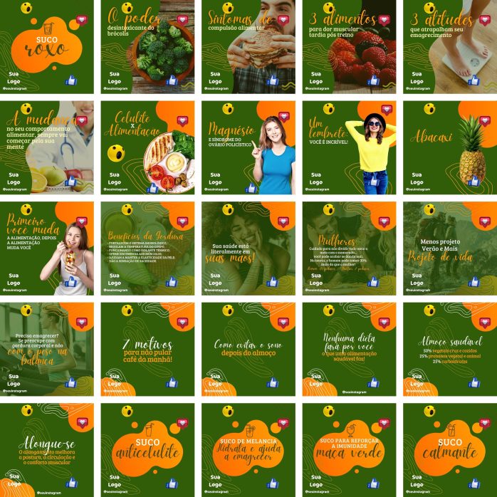 Templates Canva Nutricionista Nutrição 200 Artes Editáveis + Bônus