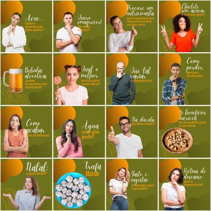 Templates Canva Nutricionista Nutrição 200 Artes Editáveis + Legendas