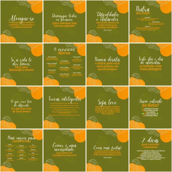 Templates Canva Nutricionista Nutrição 200 Artes Editáveis + Legendas