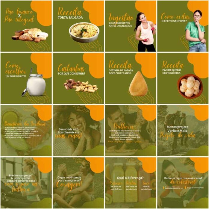 Templates Canva Nutricionista Nutrição 200 Artes Editáveis + Legendas