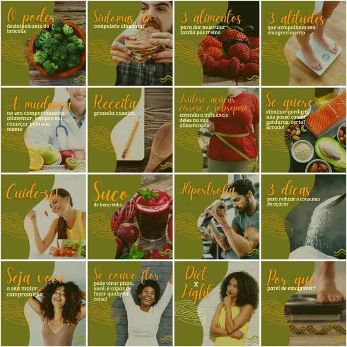 Templates Canva Nutricionista Nutrição 200 Artes Editáveis + Legendas