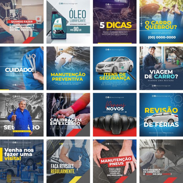 Templates Canva Oficina Mecânica Mecânico 40 Artes Editáveis + Bônus