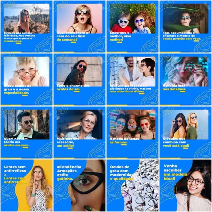 Templates Canva Óticas Oftalmologia 200 Artes Editáveis + Legendas