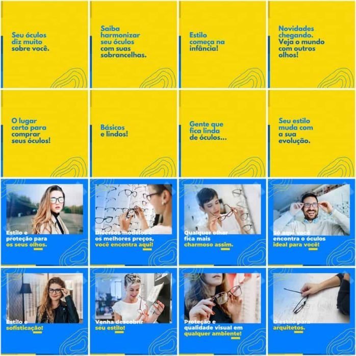 Templates Canva Óticas Oftalmologia 200 Artes Editáveis + Legendas