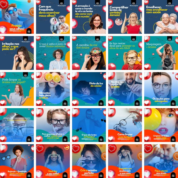 Templates Canva Óticas Oftalmologista 340 Artes Editáveis + Bônus
