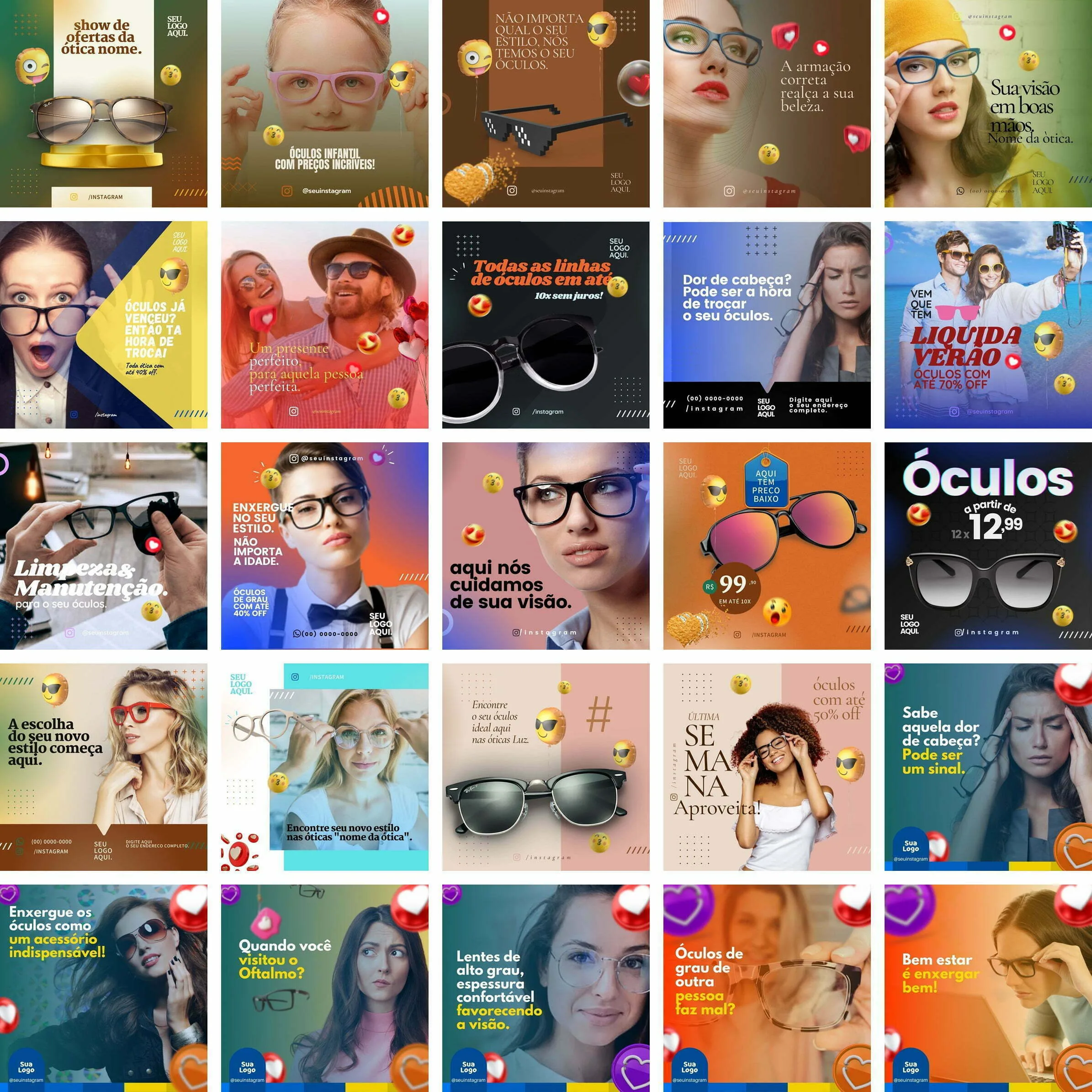 Templates Canva Óticas Oftalmologista 340 Artes Editáveis + Bônus 3 Templates Canva Óticas Oftalmologista 340 Artes Editáveis + Bônus