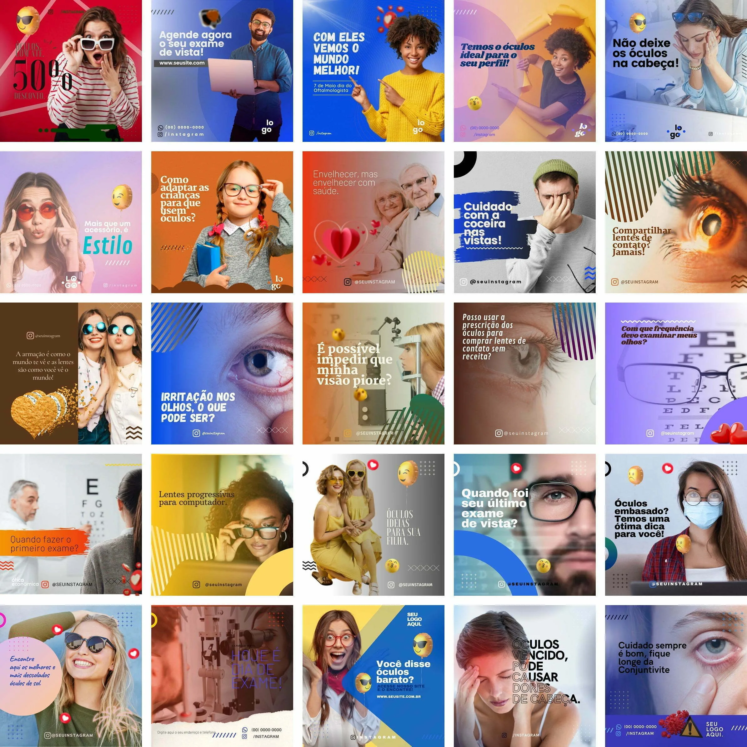 Templates Canva Óticas Oftalmologista 340 Artes Editáveis + Bônus 2 Templates Canva Óticas Oftalmologista 340 Artes Editáveis + Bônus